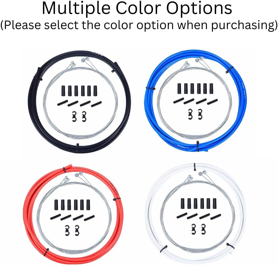 Universal Bicycle Brake Housing/Cable/Crimp/End Cap kit, Compatible with All Bikes, Multiple Color Options
