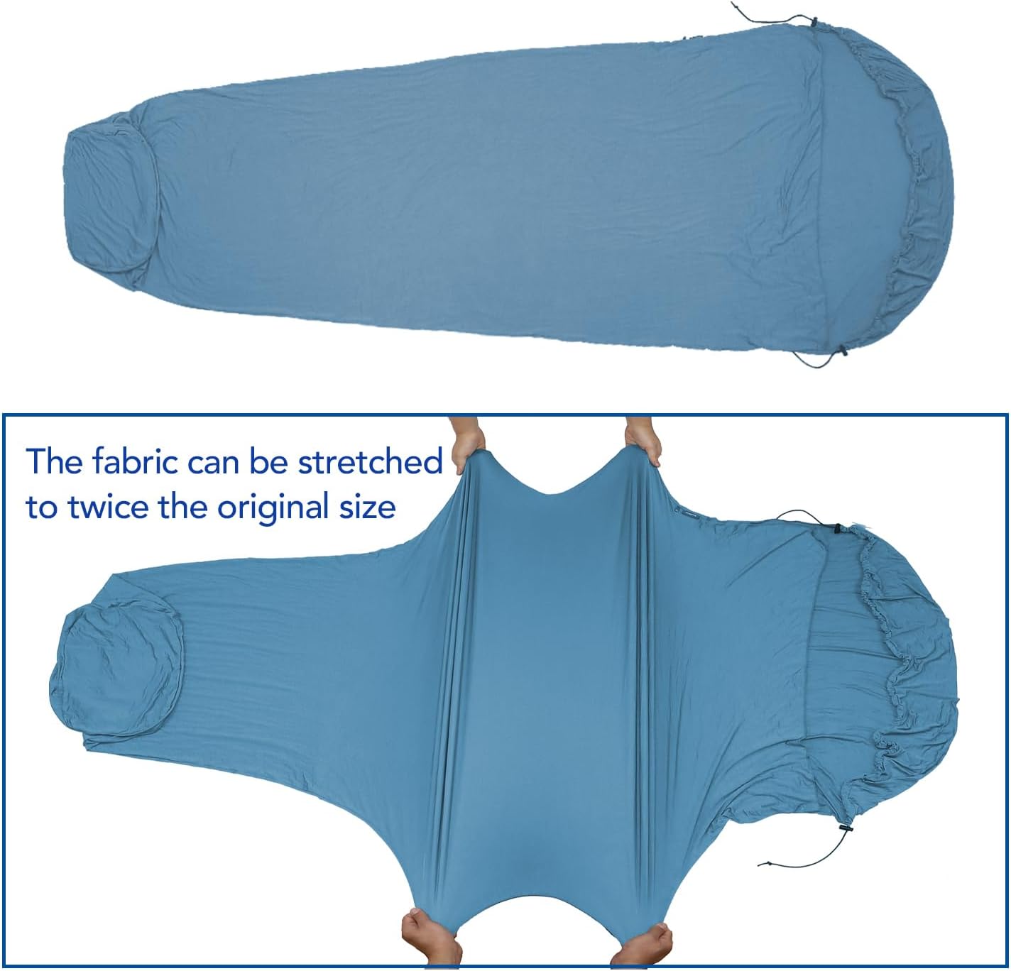 Travel Sheets for Hotel, Rayon Derived from Bamboo, Stretchy Sleep Sack for Adults, Warm Weather/Summer Sleeping Bag Liner for Camping and Travel, Rectangular with Pillow Pocket, Mummy, Cooling Sheets