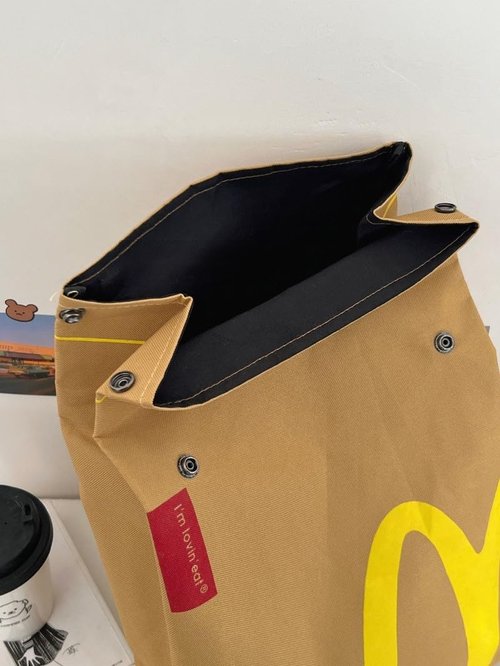 JBIUVBTY Classic Funny Retro Paper Bag Large Capacity Backpack Cute Personalized Shoulder Crossbody Canvas Backpack Notebook