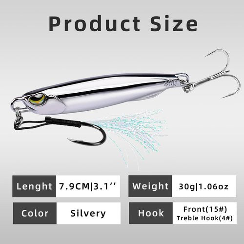 Metal Fishing Spoons Lures Kit - 5pcs Blade Baits for Trout/Bass/Catfish | Realistic Jigging Spoon Lure with Swinging Action | Freshwater & Saltwater/Sea Fishing Gear Bait (1.06 oz)