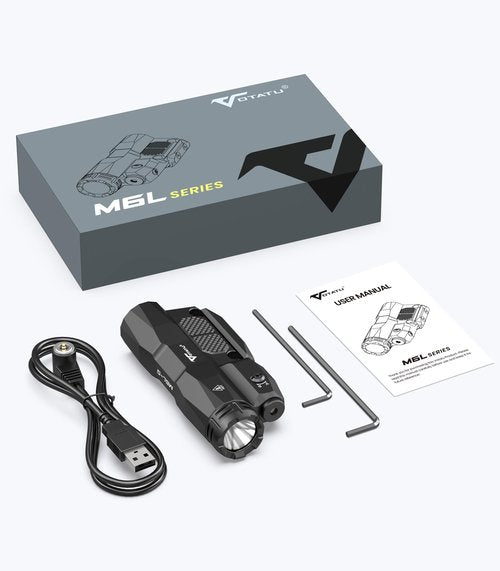 VOTATU M6L-G Picatinny/Mlok Flashlight Laser Combo Built-in Touch Pad Switch, Max 2400 Lumens LED Light and Green Laser with Tactical Strobe Mode, USB Magnetic Rechargeable