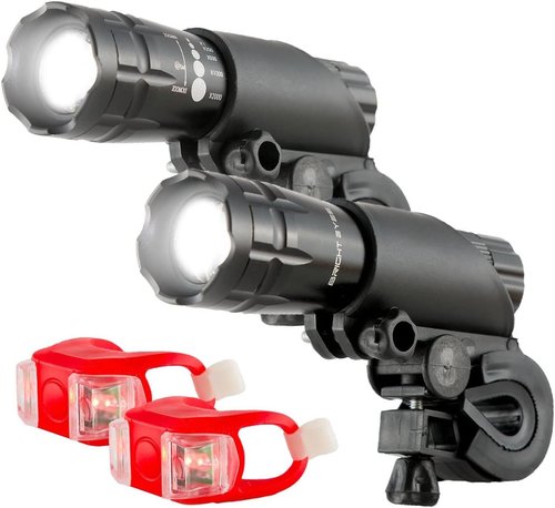 300 Lumen Waterproof LED Bike Light Set - 2-Pack Aluminium Headlight & Taillight