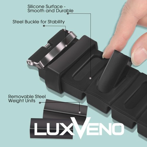 LuxVeno Wearable Wrist and Ankle Weights -1 lb set of 2, Ankle Weights for Women and Men, Wrist Weights for Pilates, Yoga and Walking Exercise, Office Workout and Home Gym Equipment. Adjustable Wristband and Bracelet for Hand, Leg, Wrist and Ankle (Black)