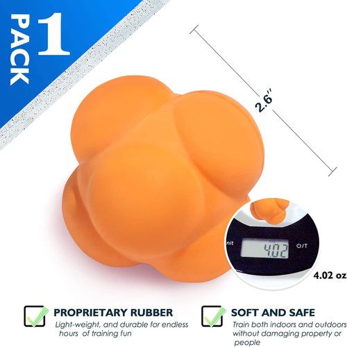 GSE Games & Sports Expert Sports Reaction Balls, Reactivity Ball for Field Training, Agility Trainer for Baseball, Rubber Bounce Balls for Hand-Eye Coordination & Speed Reflex Training