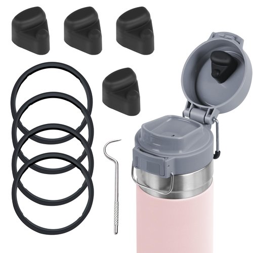 UBEEKOO Replacement Stopper and Replacement Gasket, Compatible with Stanley Quick FLIP GO 24/36oz Water Bottle Lid, Silicone Top Cap and Sealing Gaskets Replacement Parts for Stanley Accessories,4B+4B