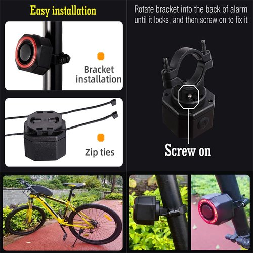 Bike Tail Light USB Rechargeable Bicycle Alarm Anti Thief Wireless Waterproof MTB Safety Intelligent Remote Control Turn Sign Bike Light Lamp for e-Bikes Scooter