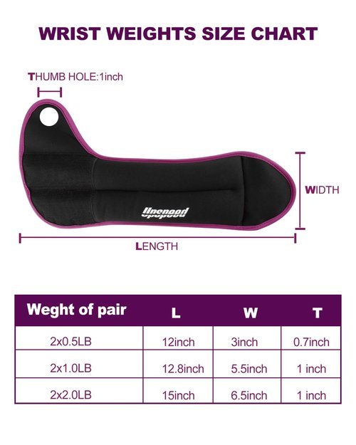 Wrist Weights with Thumb Loops Lock for Women Men, Set of 2, 0.5lb Each, Arm Ankle Weights Set for Walking Running Aerobic Weightlifting Gymnastic Aerobic Jogging Training Cardio - Purple