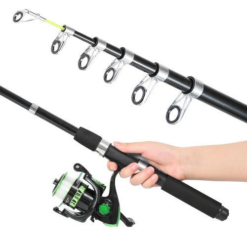 Tripquips Fishing Rod, 6.9ft Telescopic Fishing Rod and Reel Combo with Fishing Pliers and Lip Gripper Fishing Equipment, 5.2:1 Pre-Loaded Spinning Reel Combo Set Fishing Pole(LF30 Green)