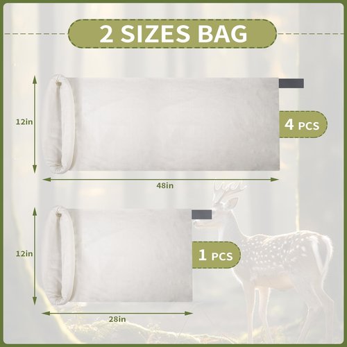 Zihvfzu Elk Game Bags - 5 Pack Stretchable Meat Bags Suitable for Various Hunting Wild Animals, Including Elk, Deer, Caribou and Goose - 4 Pack 48" & 1 Pack 28" Reusable Breathable Meat Game Bags