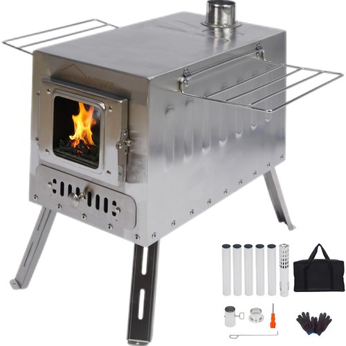 DANCHEL OUTDOOR CS6 Portable Large Tent Stoves Wood Burning 1665 Cubic Inch Firebox, Hot Tent Stove Camping 304 Stainless Steel for Fishing/Hunting/Family Tents