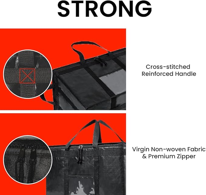NZ home Durable 3XL PRO Insulated Cooler Bag and Food Warmer for Delivery & Grocery Shopping with Zippered Top, Red Commercial Grade (1 Pack)