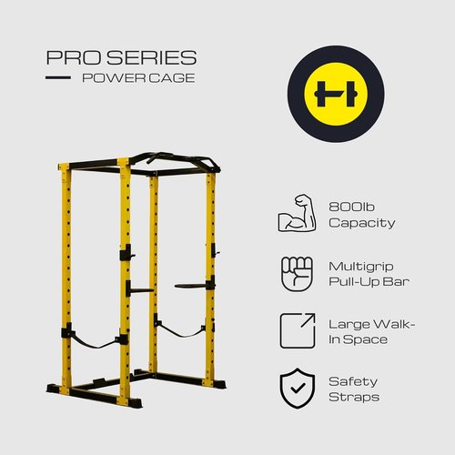 HulkFit Multi-Functional Adjustable Pro Series Power Rack Power Cage Exercise Equipment for Home Gym with Squat Rack Attachments and Accessories - Bench Press, Squats, and Deadlifts - Multicolor