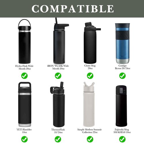 Linkidea Water Bottle Fence Sleeve with Hook Compatible with YETI Rambler Bottle 18oz, Hydro Flask Wide Mouth Bottle 18oz/20oz, Neoprene Waterbottle Sling Strap Bag for Outdoor Sports, Camo