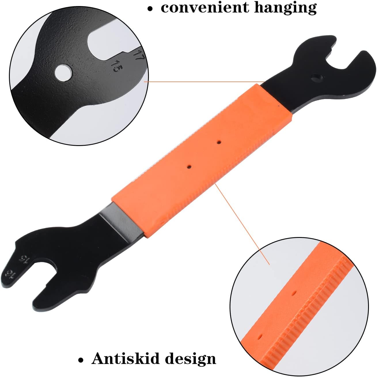 Pedal Wrench Double Sided Bicycle Pedals Removal 15/16/17mm Bikes Spanner Home Mechanic Kit Tool Comfortable Grip Cycling Crank for Biking Maintenance Repair