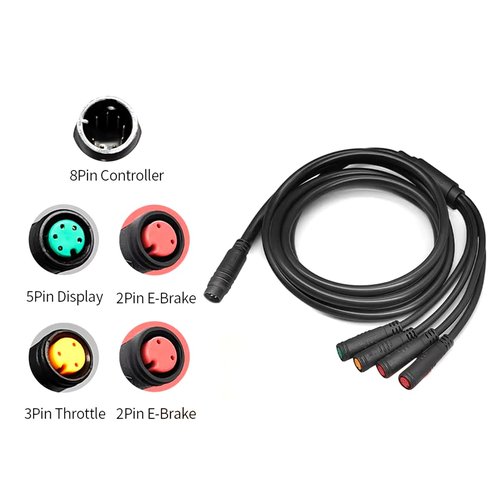 XBERSTAR Electric Bike Connector 1T4 Extend cable 105cm Connect E-bike Throttle/Ebrake/Display Electric Bicycle Parts Accessories