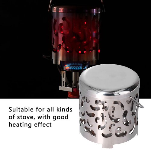 Chazcool Camping Heating Cover, Stainless Steel Camping Mini Heater with Handle, Tent Heating Cover for Hiking for Picnic for Outdoor