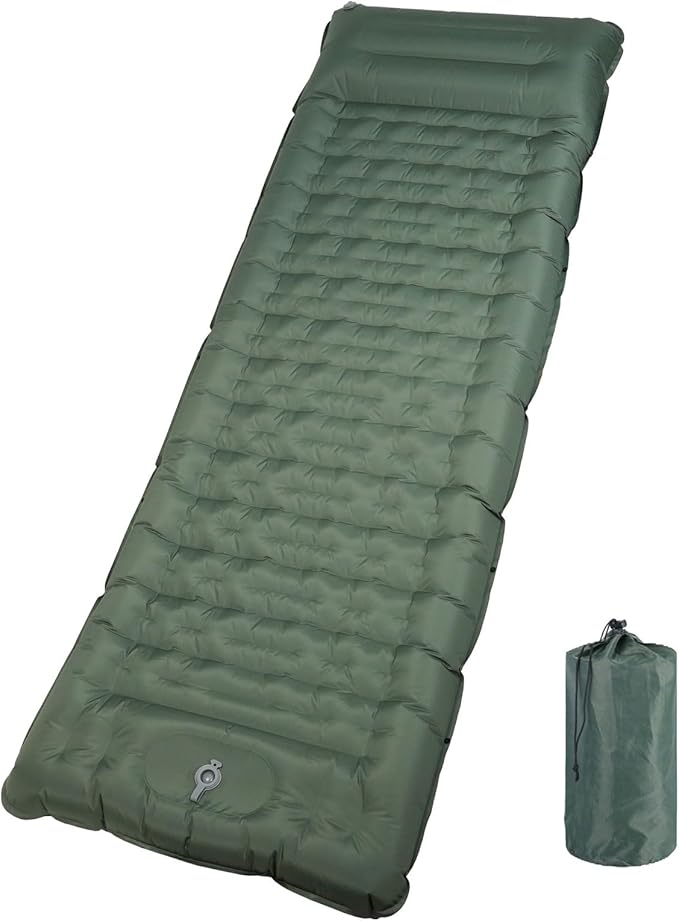 Camping Sleeping Pad with Pillow， Extra Thick 4.8 inch Ultralight Self Inflating Air Mat, Compact Lightweight Insulated Inflatable Sleep Mattress for Backpacking, Camp, Hiking, Tent