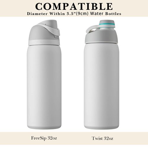 Linkidea Water Bottle Carrier with Strap Compatible with Owala FreeSip 32oz, Twist 32oz Water Bottle, Neoprene Waterbottle Sling Bag Holder, Shoulder Strap, Off White