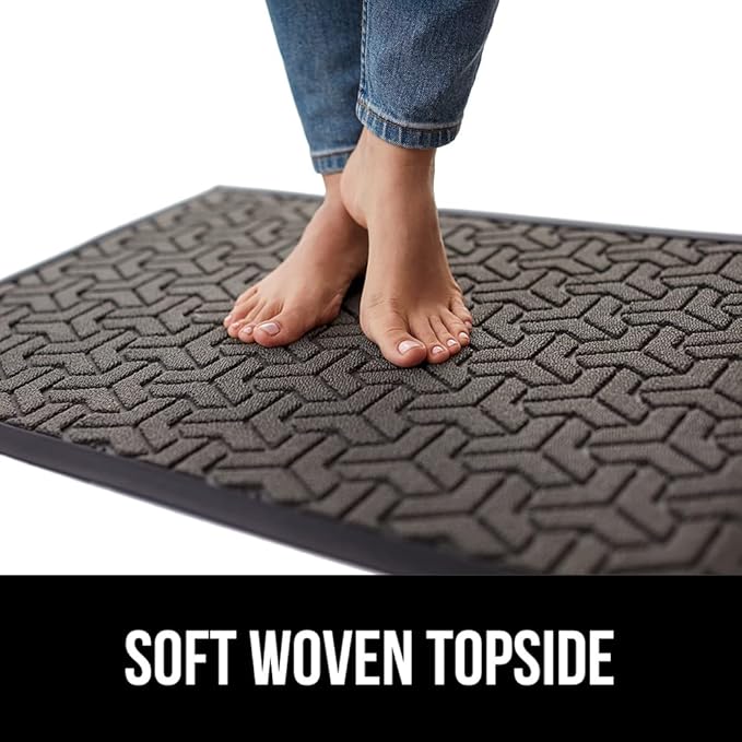 GORILLA GRIP 100% Waterproof All-Season WeatherMax Doormat, 47x35, Durable Natural Rubber, Stain and Fade Resistant, Low Profile, Indoor Outdoor Door Mats, Easy Clean Patio Entry Mat, Slate Geometric