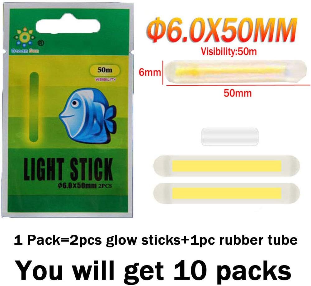 QualyQualy Fishing Glow Sticks for Bobbers 1" 1.5" 2" 3" Fishing Bobber Lights, Fishing Rod Bell Alarm Lights, Bobber Glow Sticks Bulk Kit 10-250Pcs