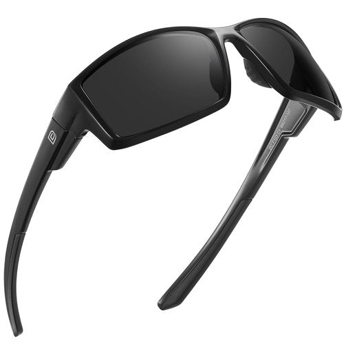 DUCO Polarized Sports Sunglasses for Men Women UV400 Protection Lightweight Frame for Fishing Driving Running F103 (Black Frame Gray Lens)