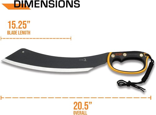 Elk Ridge 20.5" Fixed Blade Machete - Black Stainless Steel, Orange Handle, Nylon Sheath for Camping & Survival - ER-280