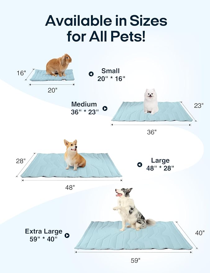 ZonLi Dog Cooling Mat, 20" x 16"Small, Reversible Cooling Pad for Cats & Rabbits (Cool & Warm), Durable & Machine Washable, Pet Mat for Crate, Kennel, Bed, Sofa, Polar Blue