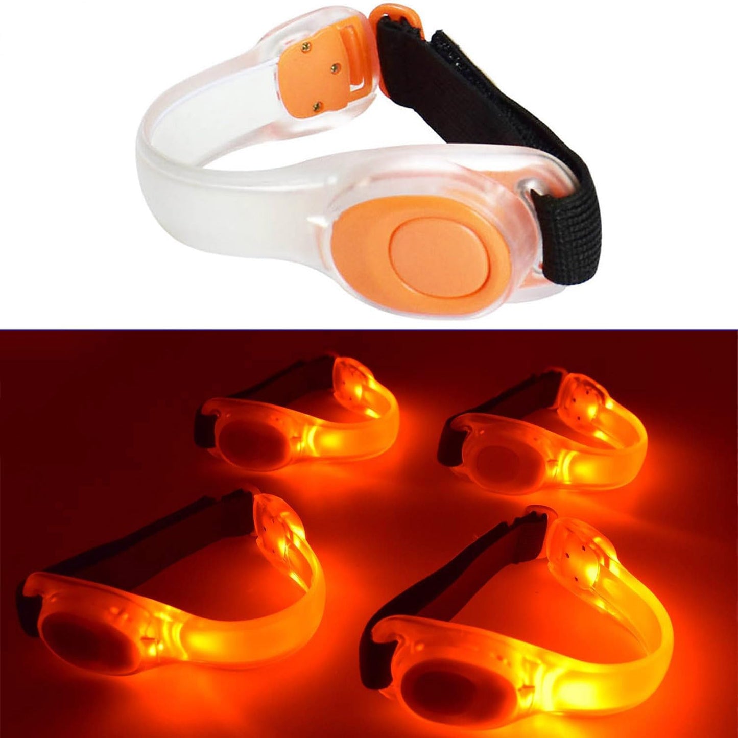 Premium LED Light Up Armband, Reflective Adjustable Wearable Silicone Running Belt Strap/Waterproof Glow in The Dark for Running Jogging Walking Cycling Concert Camping Outdoor Sports