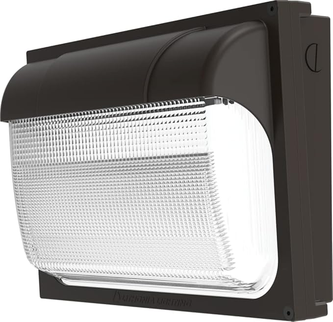 Lithonia Lighting 13" LED Wall Pack Outdoor Light Fixture, Building Wall Light, Adjustable Lumens, 5000K Daylight, MVOLT 120-277V, IP65, Glass Lens, Bronze (TWX2 LED ALO 50K MVOLT DDBTXD)