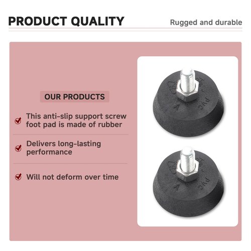 (4 Pack) for Peloton Exercise Bike Support Foot Pad, Upgraded Stainless Steel 3/8" Leveling Screws, Rubber Swivel Non-Slip Shock-Absorbing, Easy Install Replacement Parts