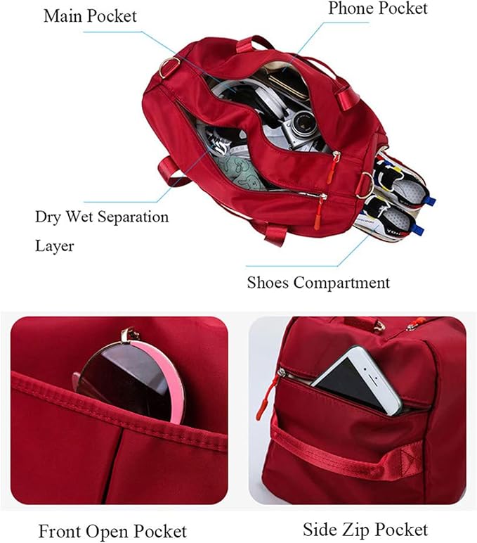 ZUEVI Sports Gym Duffel Bag for Men or Women Waterproof Weekender Travel Bag with Shoes Compartment Dry and Wet Separation for Training Swim Yoga(Blue)
