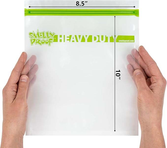 Smelly Proof REUSABLE STORAGE BAGS, Large HEAVY DUTY 5-mils US-Made BPA FREE, NO PEVA, Dishwasher-Safe Reusable Freezer Bags CLEAR FLAT Quart 10" x 8.5" 5pk