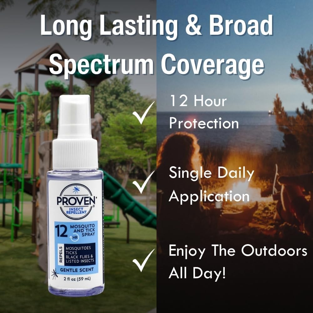 Proven Insect Repellent Spray, Keep Mosquitoes, Ticks and Flies Off, DEET Alternative Repellent, Up to 12-Hour Protection, Great for Camping or Hiking, 6 Ounce, Odorless Spray