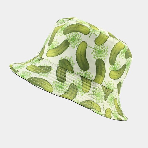 Quanhaigou Unisex Sun Hats, Fashion Beach Bucket Hat for Men Women,Summer Outdoor Boy's Girls Boonie Cap Breathable Packable (Cucumber)