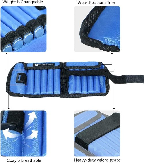 Gymenist Pair Of Adjustable Ankle Weights Can Be Adjusted Easily With Metal Sticks Weight Set of 2 Wrist and Ankle Workout Exercise Weights