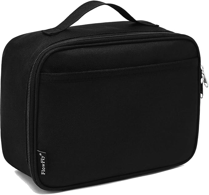 FlowFly Kids Lunch box Insulated Soft Bag Mini Cooler Back to School Thermal Meal Tote Kit for Girls, Boys, Black