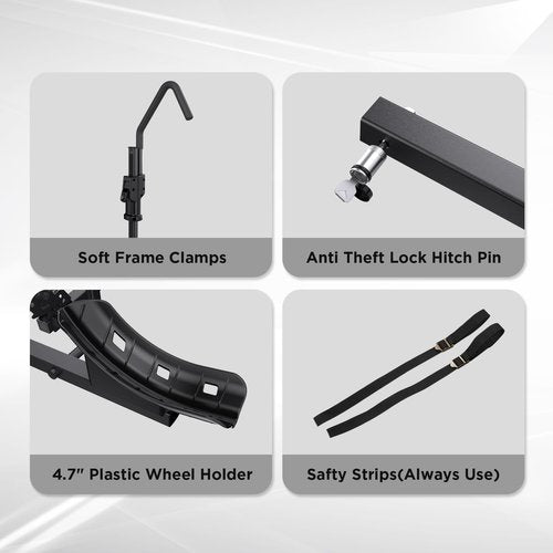 TANX Bike Racks for Ebikes,Fat Tire Bike Rack for Tow Hitch 2-Bike 200 lbs Capacity, Smart Tilting Platform for Standard E-Bikes, Fits 2-Inch Receiver