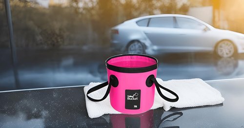 BANCHELLE Collapsible Bucket Water Container Portable Folding Camp Wash Basin for Outdoor Traveling Hiking Fishing Car Washing Gardening Camping (Blue 20L and Pink 20L), Total 2 PCS