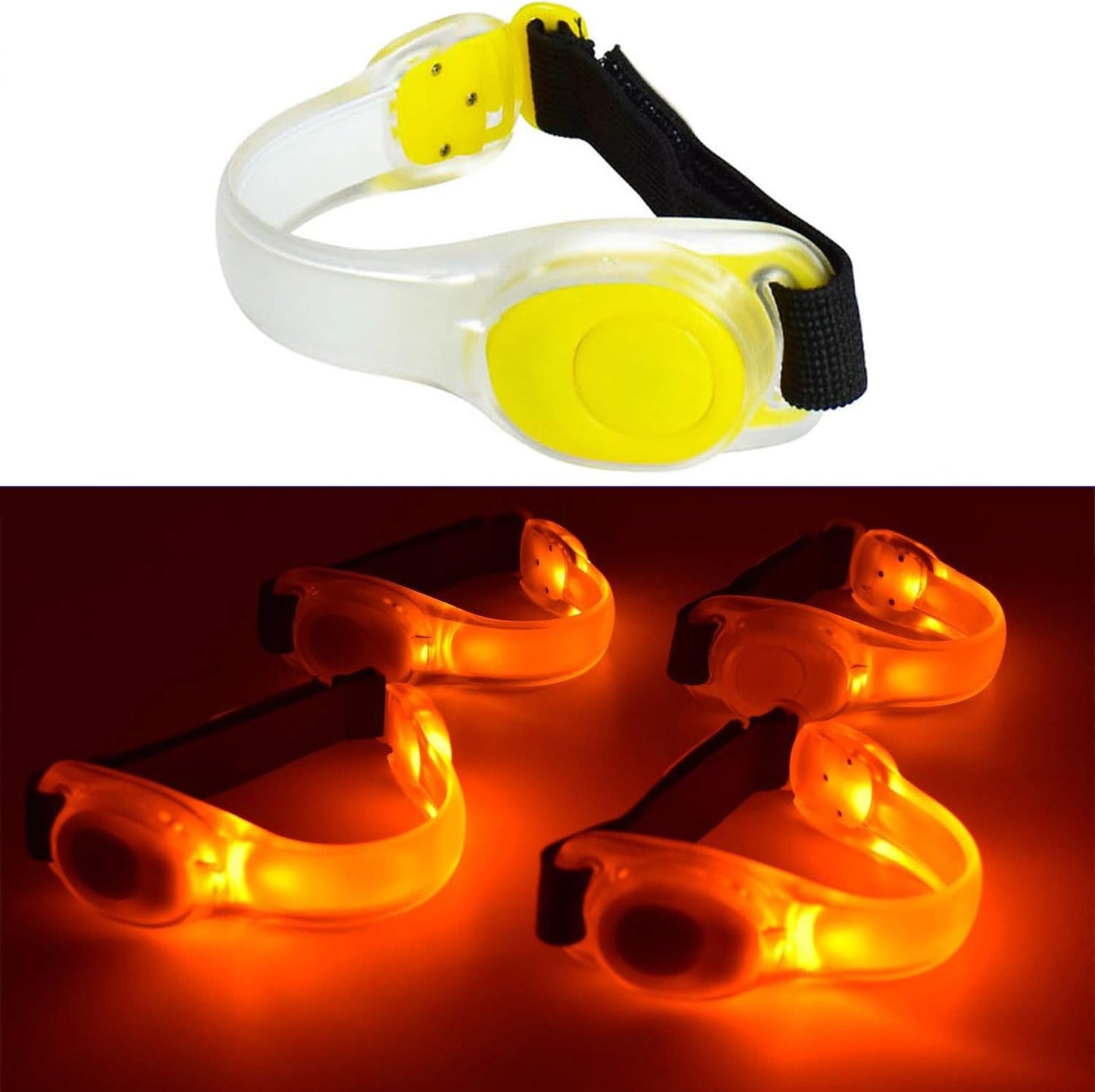 Premium LED Light Up Armband, Reflective Adjustable Wearable Silicone Running Belt Strap/Waterproof Glow in The Dark for Running Jogging Walking Cycling Concert Camping Outdoor Sports