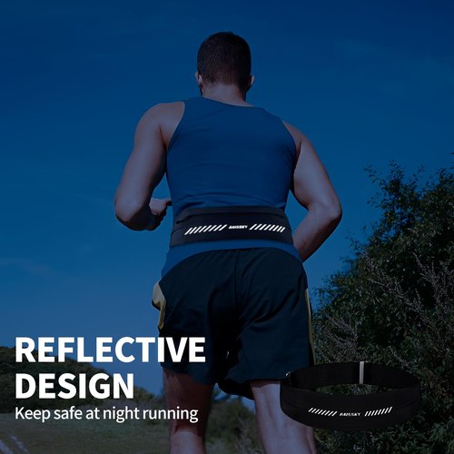 Slim Running Belts for Women Men,Reflective Phone Holder for Running Waist Belt with 3 Pouch, Gifts for Runners, Ultra Light Waterproof Running Accessories Gear for Workout Exercise Fitness