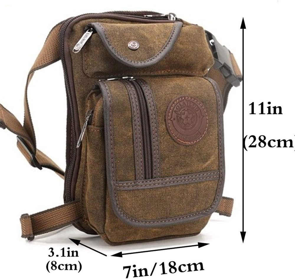 Small Canvas Multi-Purpose Waist Fanny Pack Tactical Military Drop Leg Bag Camping Hiking Motorcycle Bike Cycling Pouch