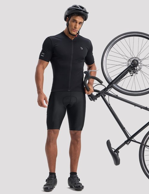 baleaf 4D Padded Bike Shorts for Men Cycling Bicycle Padding Biking Road Riding Gear Zipper Pockets MTB Wear Tights Black M
