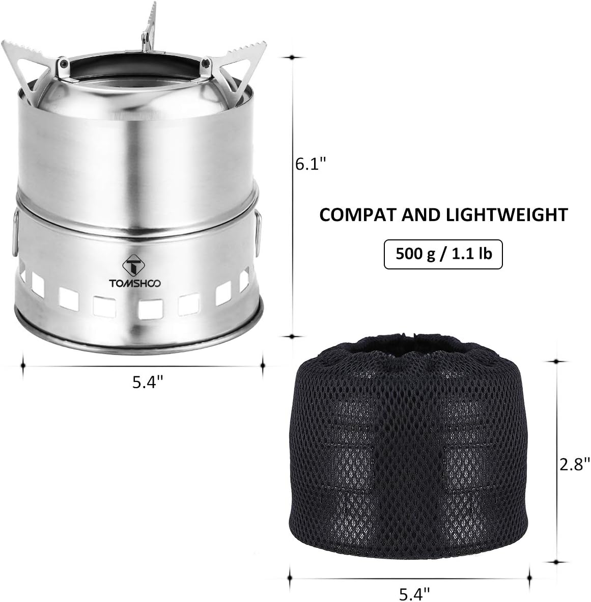 TOM SHOO Camping Stove Camp Wood Stove Portable Foldable Stainless Steel Burning Backpacking Stove for Outdoor Hiking Picnic BBQ