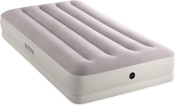 Intex 64177E Dura-Beam Standard Prestige Mid-Rise Air Mattress: Fiber-Tech – Twin Size – Quickfill USB Air Pump