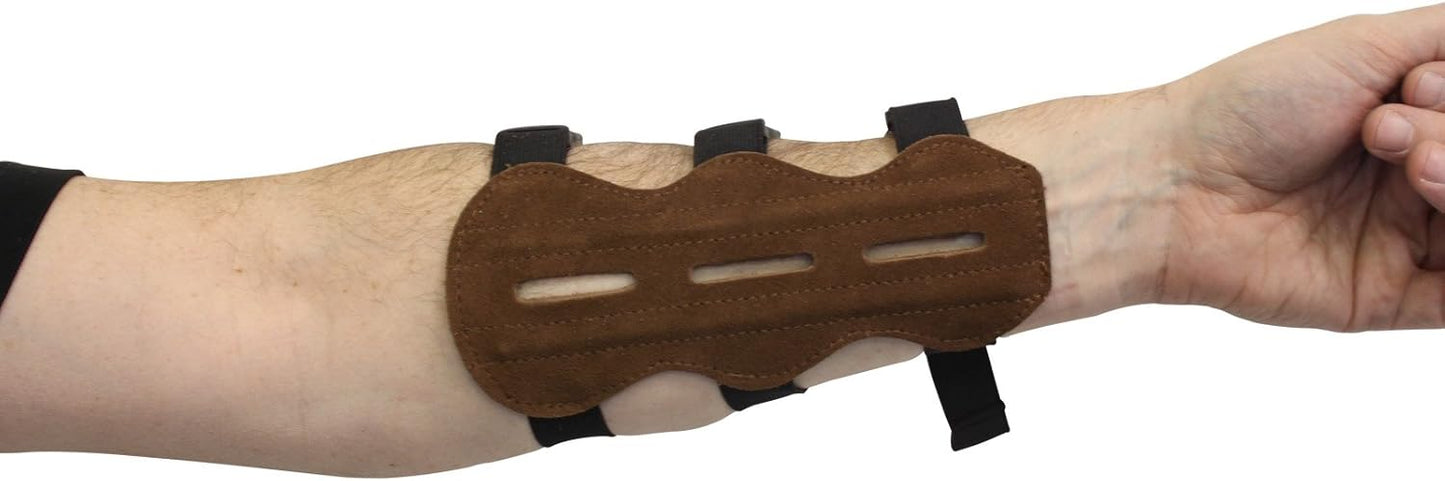 SAS 7.5" Leather Suede Arm Guard One Size Archery Bow Range with 3-Strap Buckles