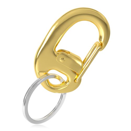 STEEL HAWK Fliplock Stainless Steel Locking Carabiner Clip – Compact Heavy-Duty Keychain Hook with Secure Wire Gate & Key Ring – EDC Gear for Keys, Backpack, Camping, Hiking & Outdoor Use, PVD G/1.75"