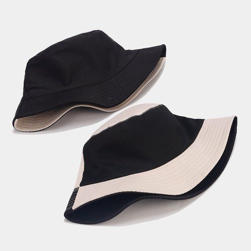 Quanhaigou Reversible Printed Bucket Hat,Summer Beach Outdoor Cap (Black White)