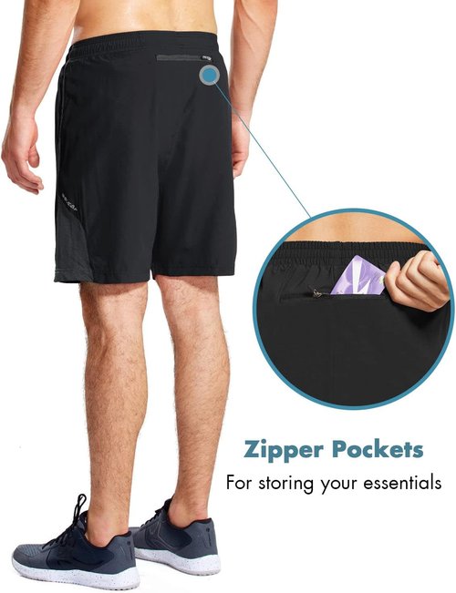 baleaf Men's 7" Running Shorts with Mesh Liner Zipper Pocket for Athletic Workout Gym