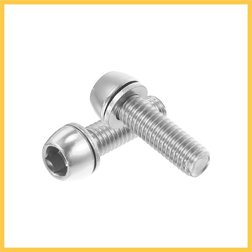 REPAIROCK 6 Pcs Bicycle Stem Screws for MTB Bike Bicycle Stem Durable M6x20mm Socket Head Cap Bolts Screws Nuts Steel Silver Tone Auto Replacement Parts