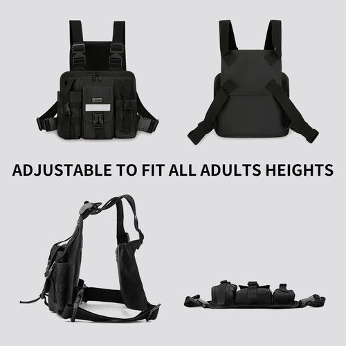 Tactical Chest Bag for Men, Outdoor Multi-purpose Utility Vest Pouch with Water Bottle Pocket EDC Chest Pack Daypack for Running Hiking Cycling